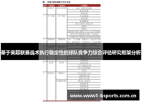 基于英超联赛战术执行稳定性的球队竞争力综合评估研究框架分析